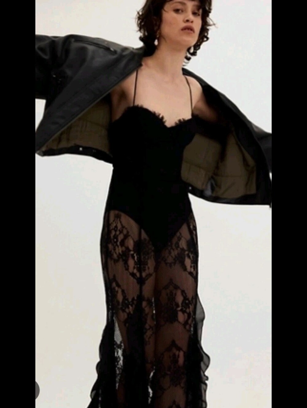 NWT! For Love And Lemons Shirley Black Lace Maxi Slip Gown - Picture 3 of 8